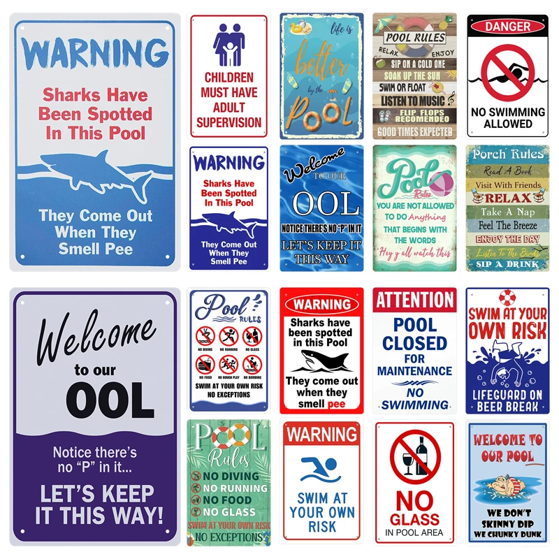 Home Cinema Logo - Tin Sign Pool Funny Rules Vintage