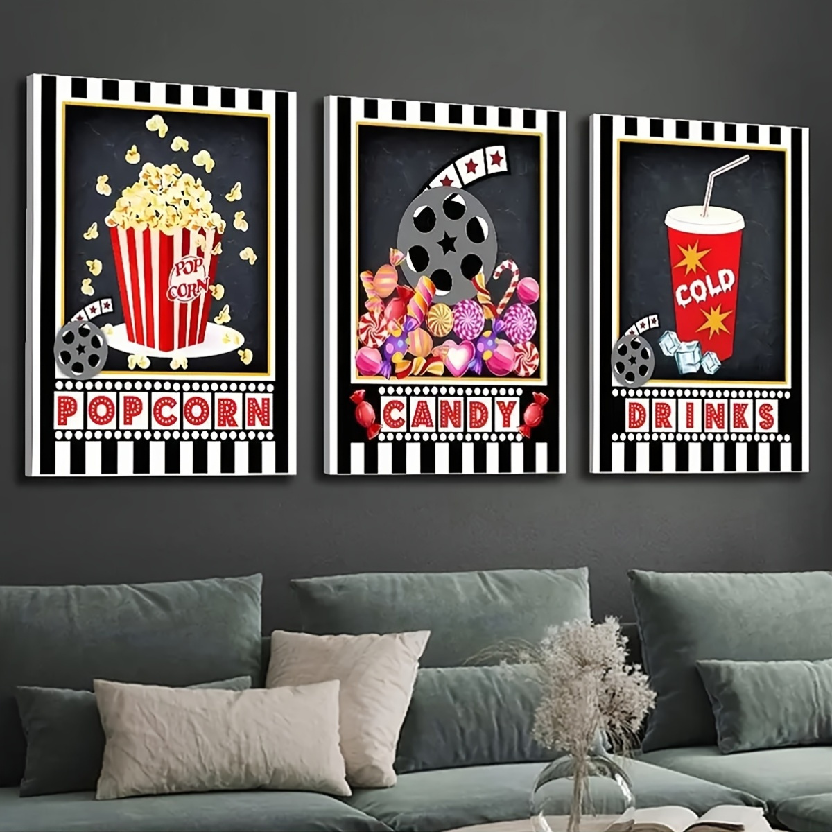 3pcs Frameless Wall Art Deco,  - Home Cinema Logo review and price