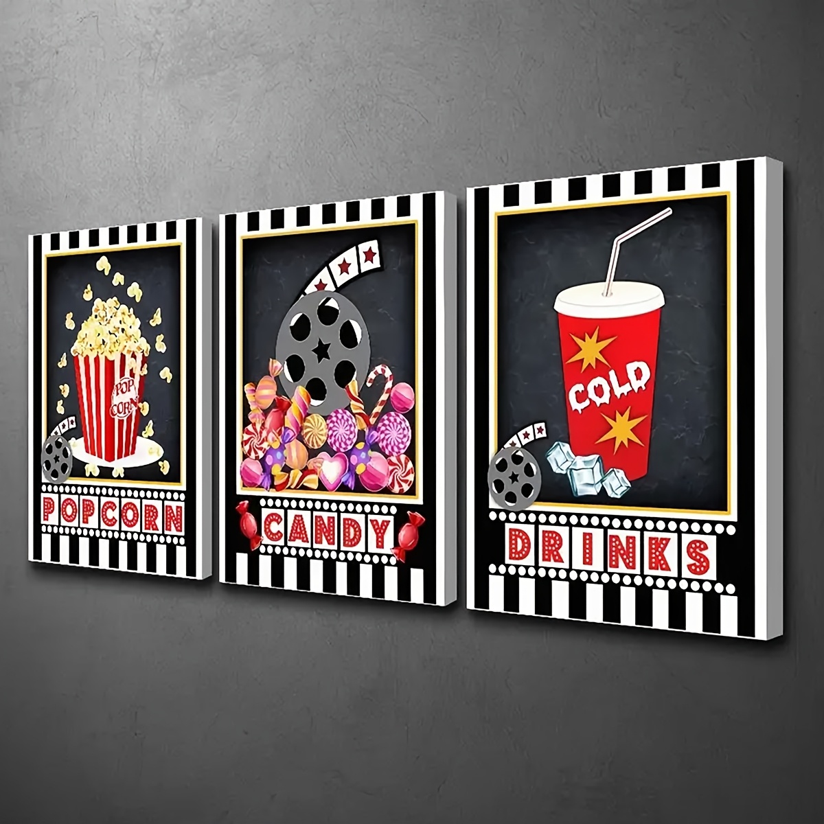 3pcs Frameless Wall Art Deco,  - Home Cinema Logo review and price