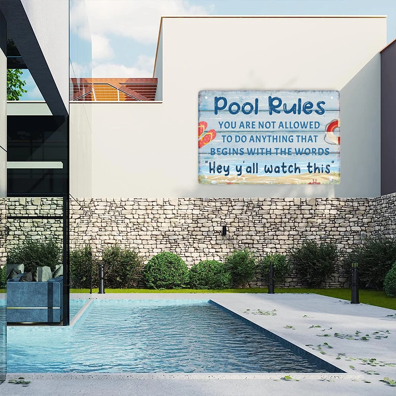 Tin Sign Pool Funny Rules Vint - Home Cinema Logo review and price