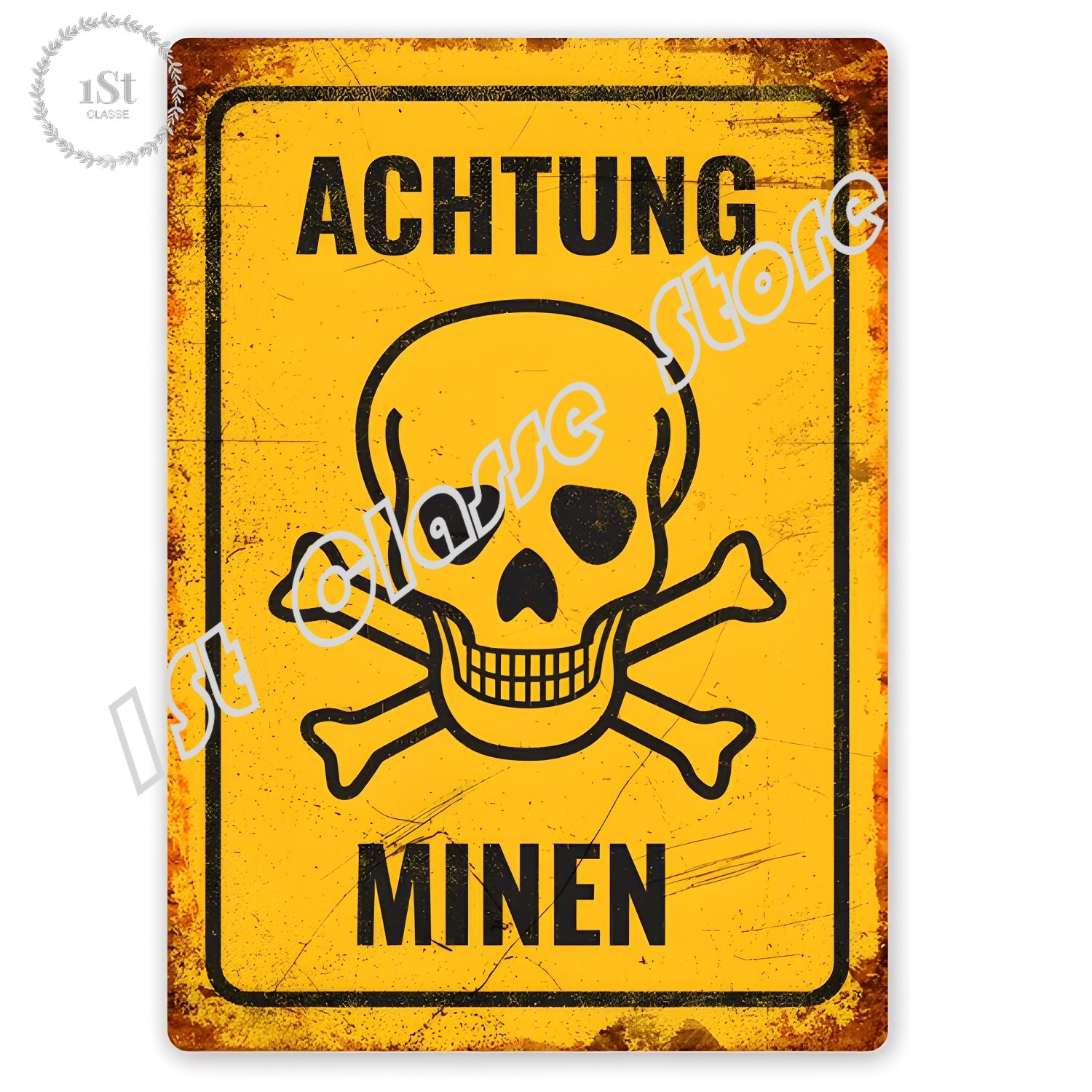 Achtung Minen Tin Sign art wal - Home Cinema Logo review and price