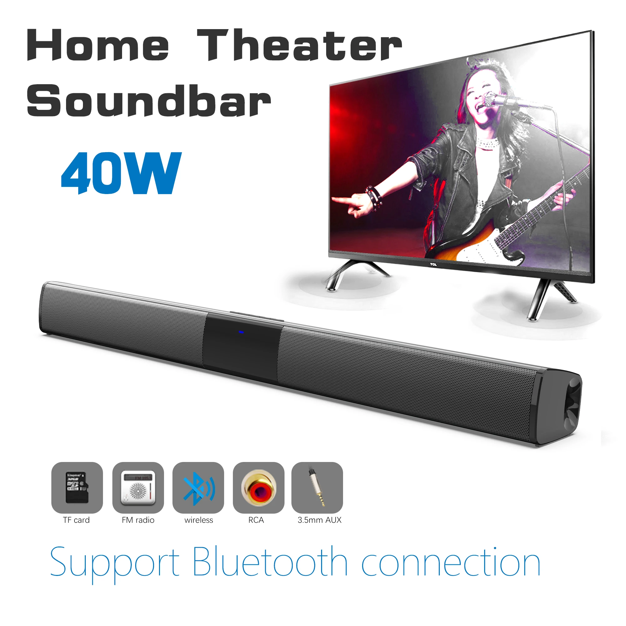 40W High Power Soundbar for TV - Home Cinema With Wireless Rear Speakers review and price