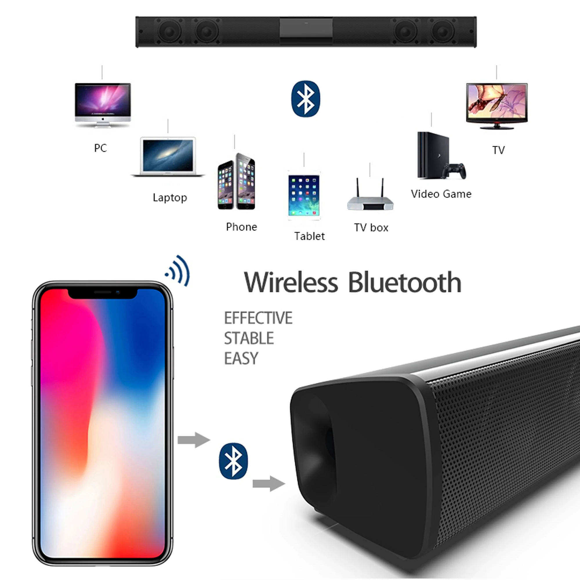 40W High Power Soundbar for TV - Home Cinema With Wireless Rear Speakers review and price