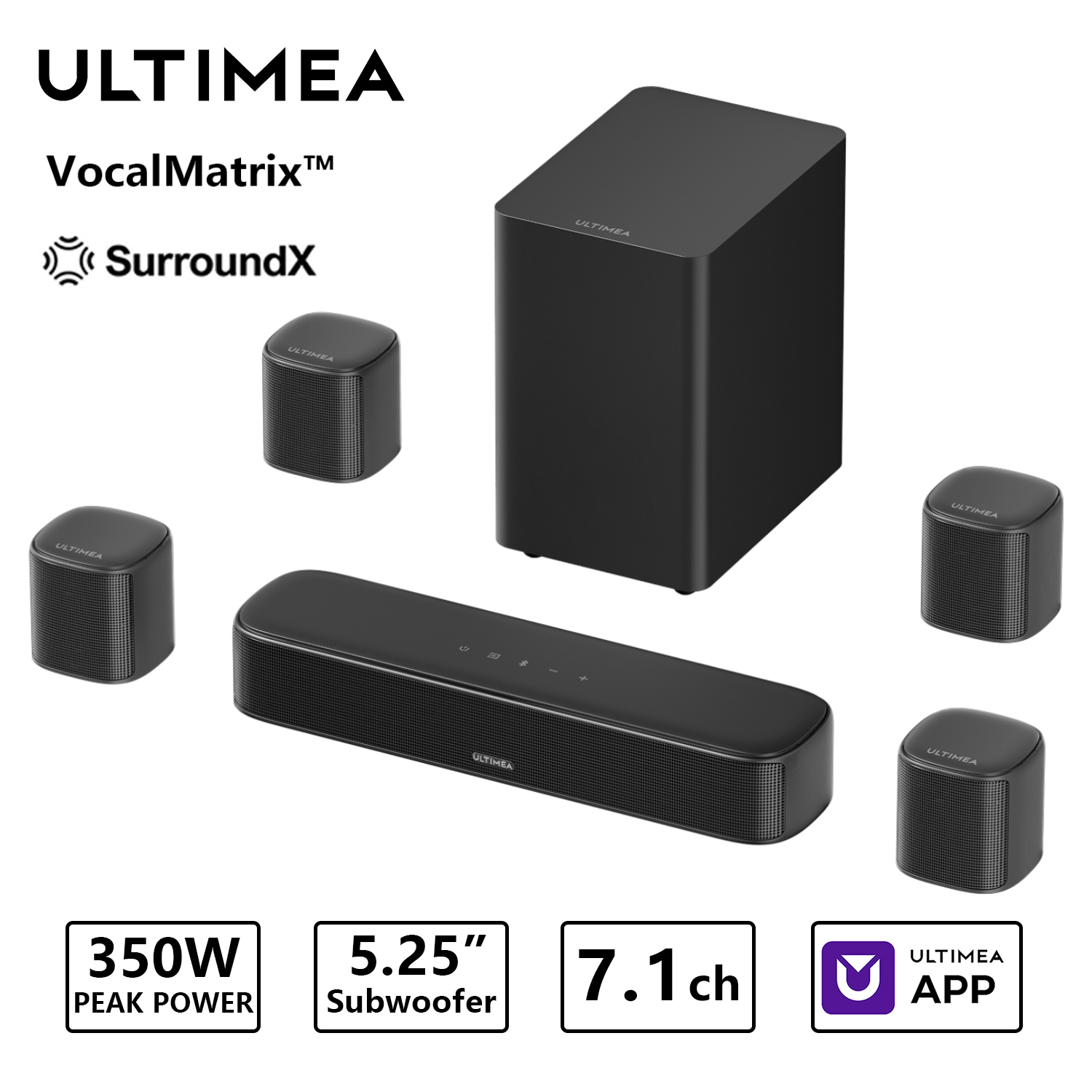 ULTIMEA 350W 7.1ch Virtual Sur - Home Cinema With Wireless Rear Speakers review and price
